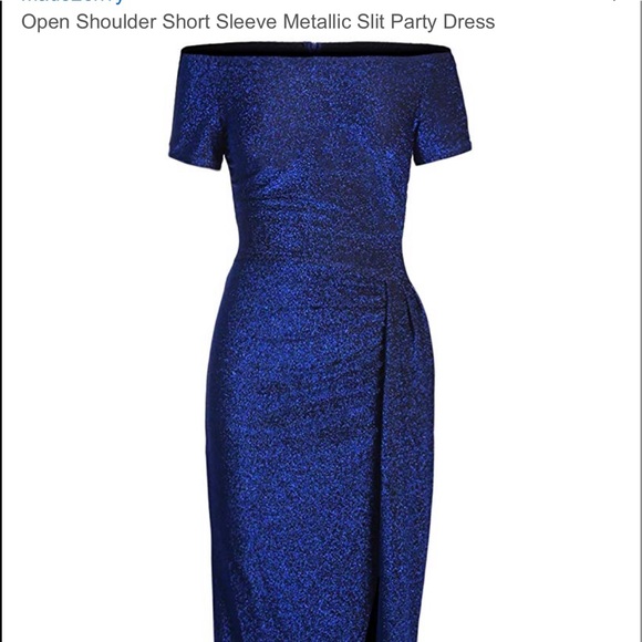 Versatile shoulder metallic party dress - Picture 2 of 8